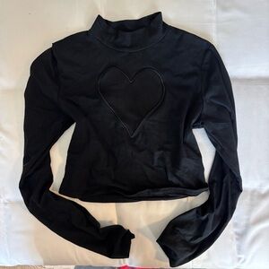 Black Heart Embroidered Women's Crop Top